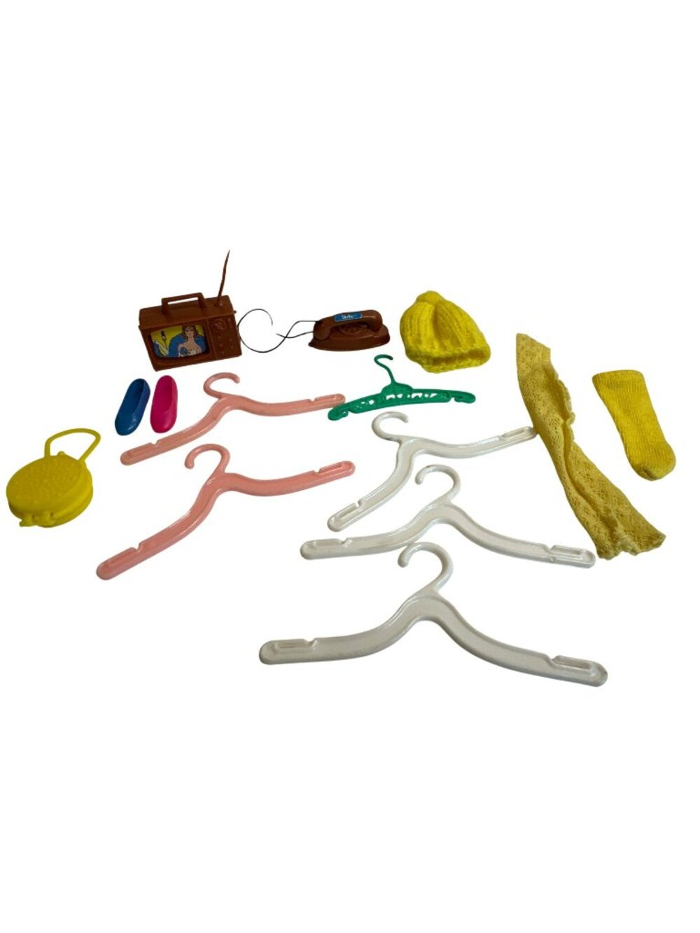 Vintage Barbie Accessories 60s 70s Steffie Phone Hangers TV Yellow Purse Etc.